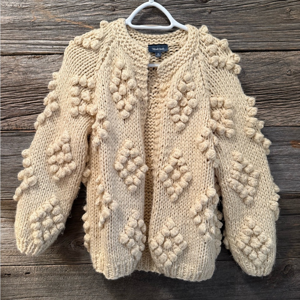 Modcloth Cream Cardigan with Textural Bobble Design